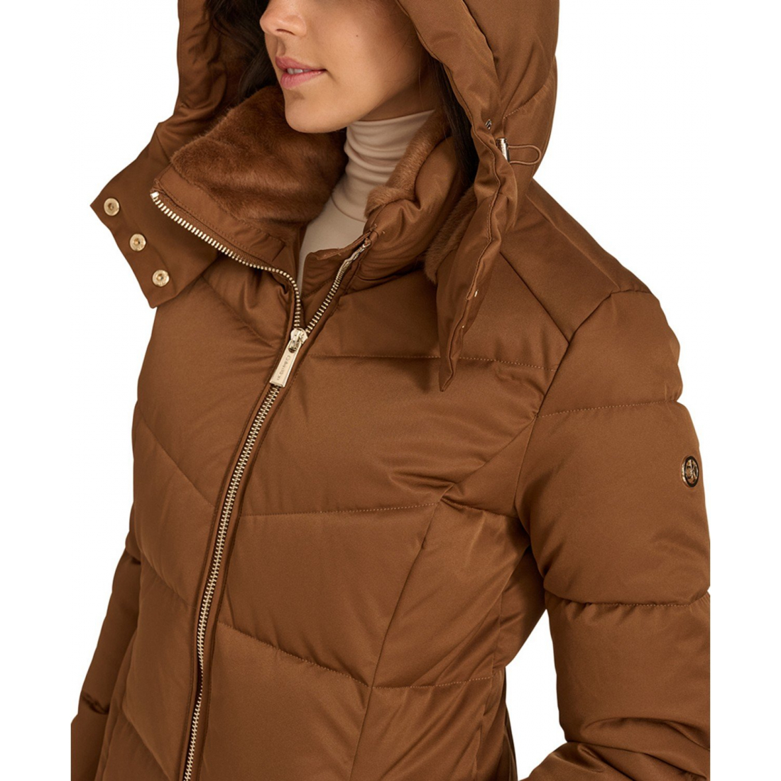 Manteau matelassé 'Hooded Faux-Fur-Lined Midi' pour Femmes