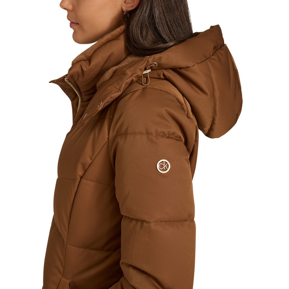 Manteau matelassé 'Hooded Faux-Fur-Lined Midi' pour Femmes