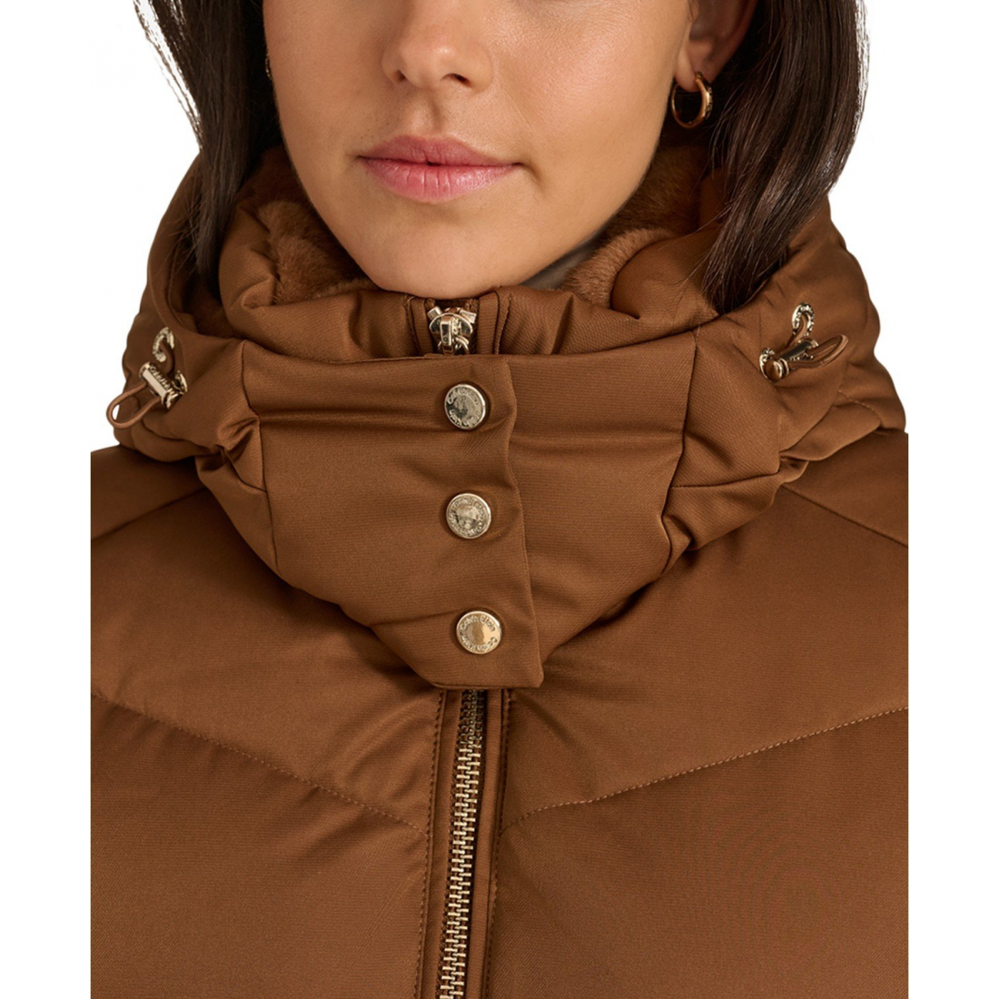 Manteau matelassé 'Hooded Faux-Fur-Lined Midi' pour Femmes