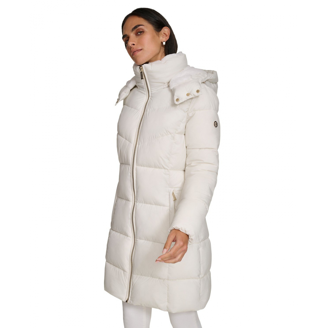 Manteau matelassé 'Hooded Faux-Fur-Lined Midi' pour Femmes