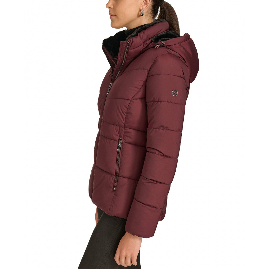 'Faux-Fur-Lined Hooded' Puffermantel für Damen