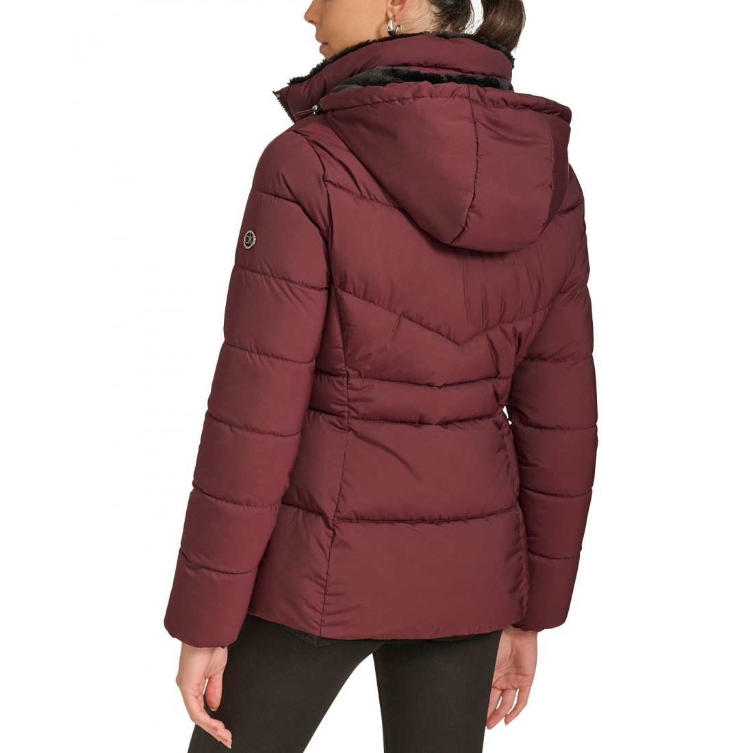 'Faux-Fur-Lined Hooded' Puffermantel für Damen