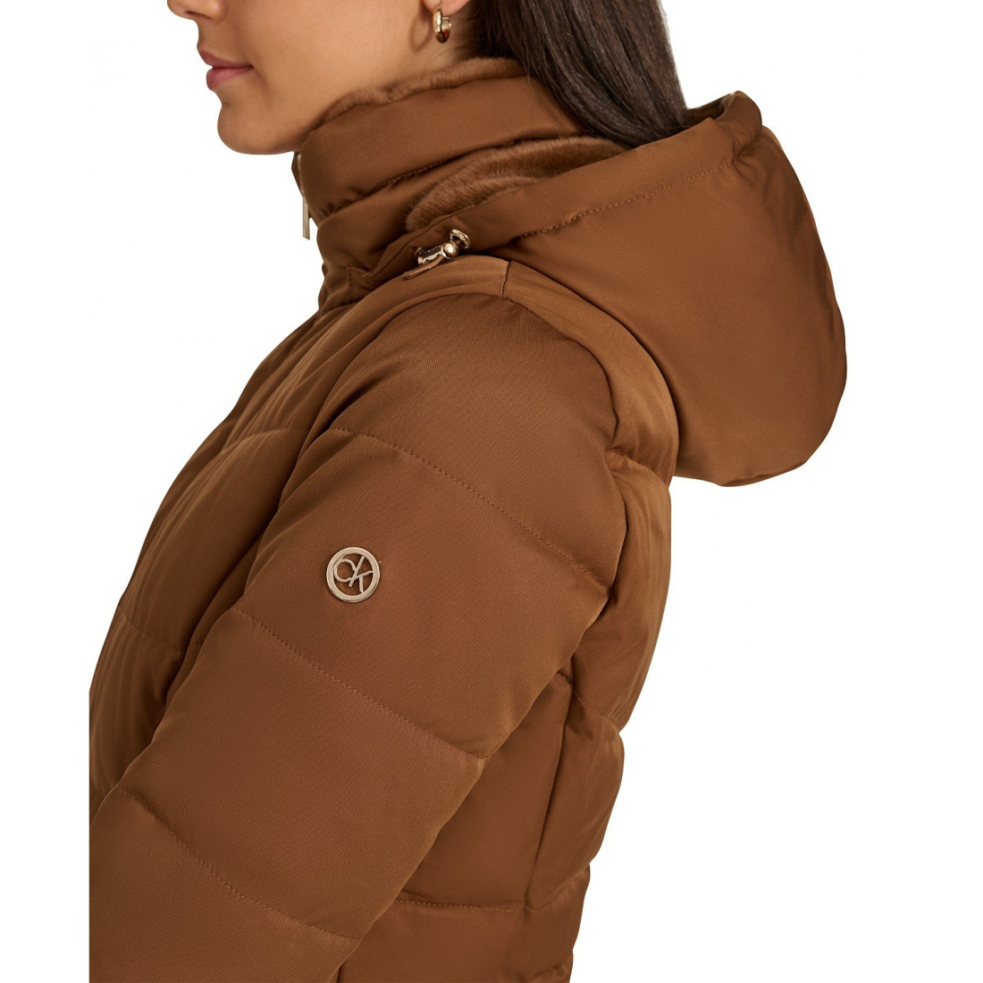'Faux-Fur-Lined Hooded' Puffermantel für Damen