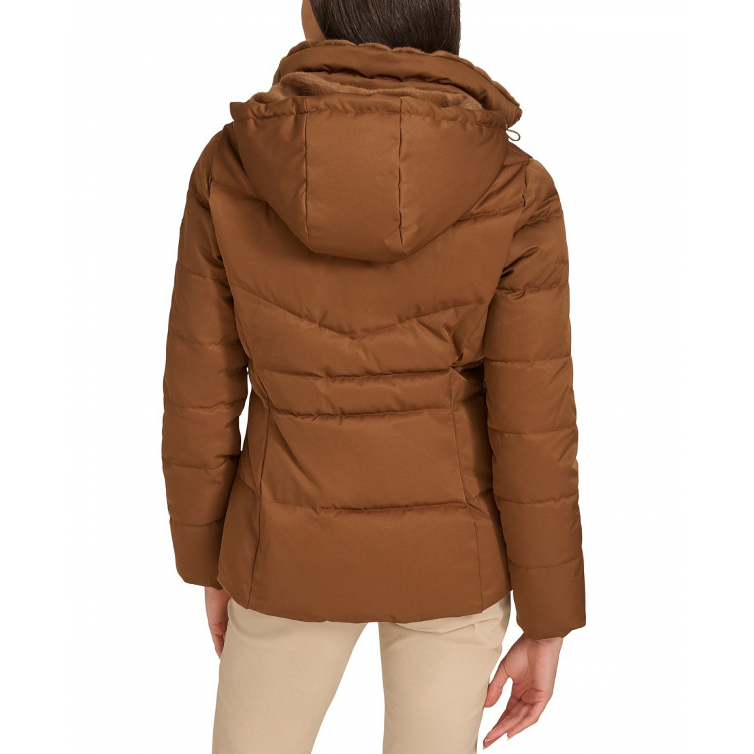 'Faux-Fur-Lined Hooded' Puffermantel für Damen