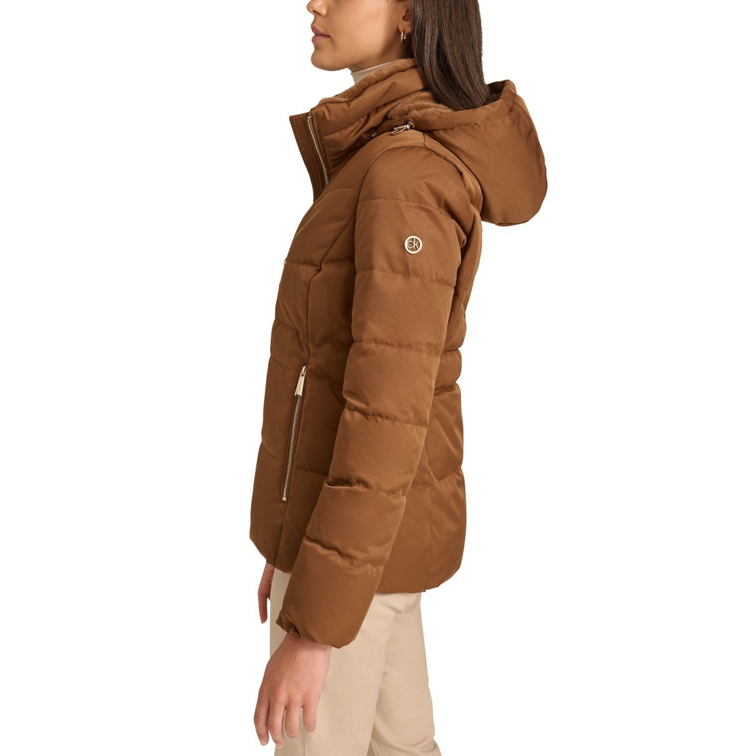 'Faux-Fur-Lined Hooded' Puffermantel für Damen