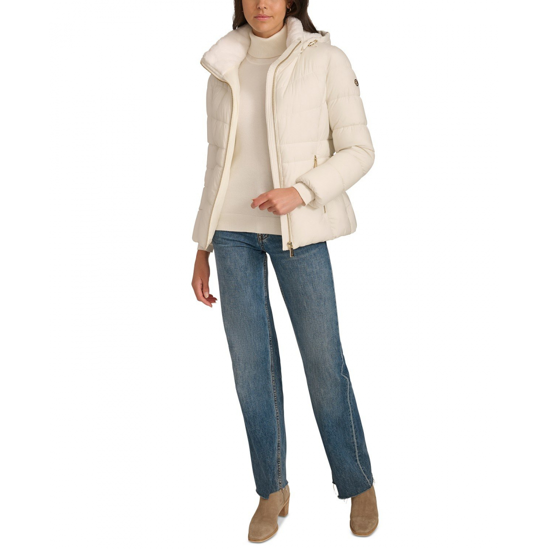 Manteau matelassé 'Faux-Fur-Lined Hooded' pour Femmes