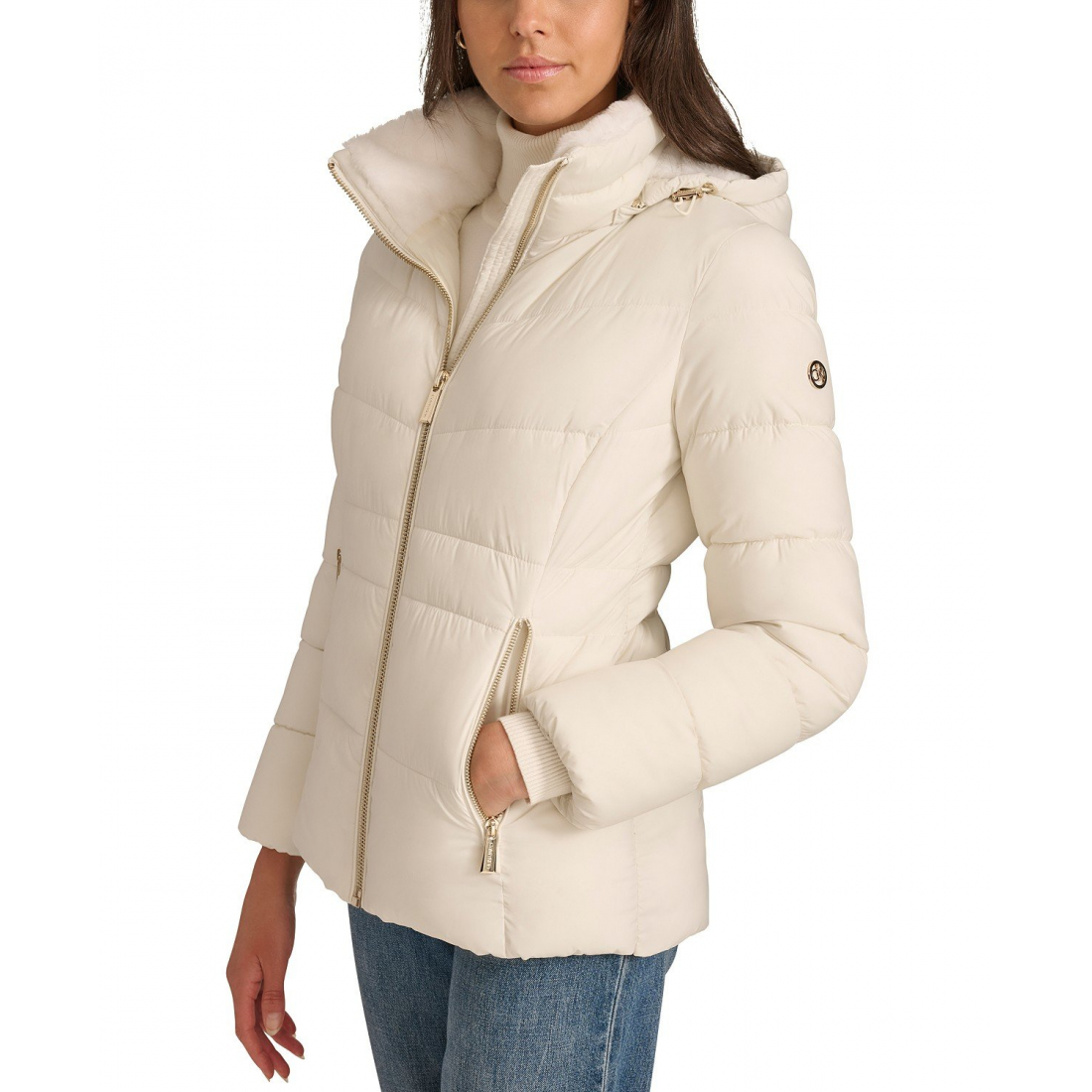 Manteau matelassé 'Faux-Fur-Lined Hooded' pour Femmes