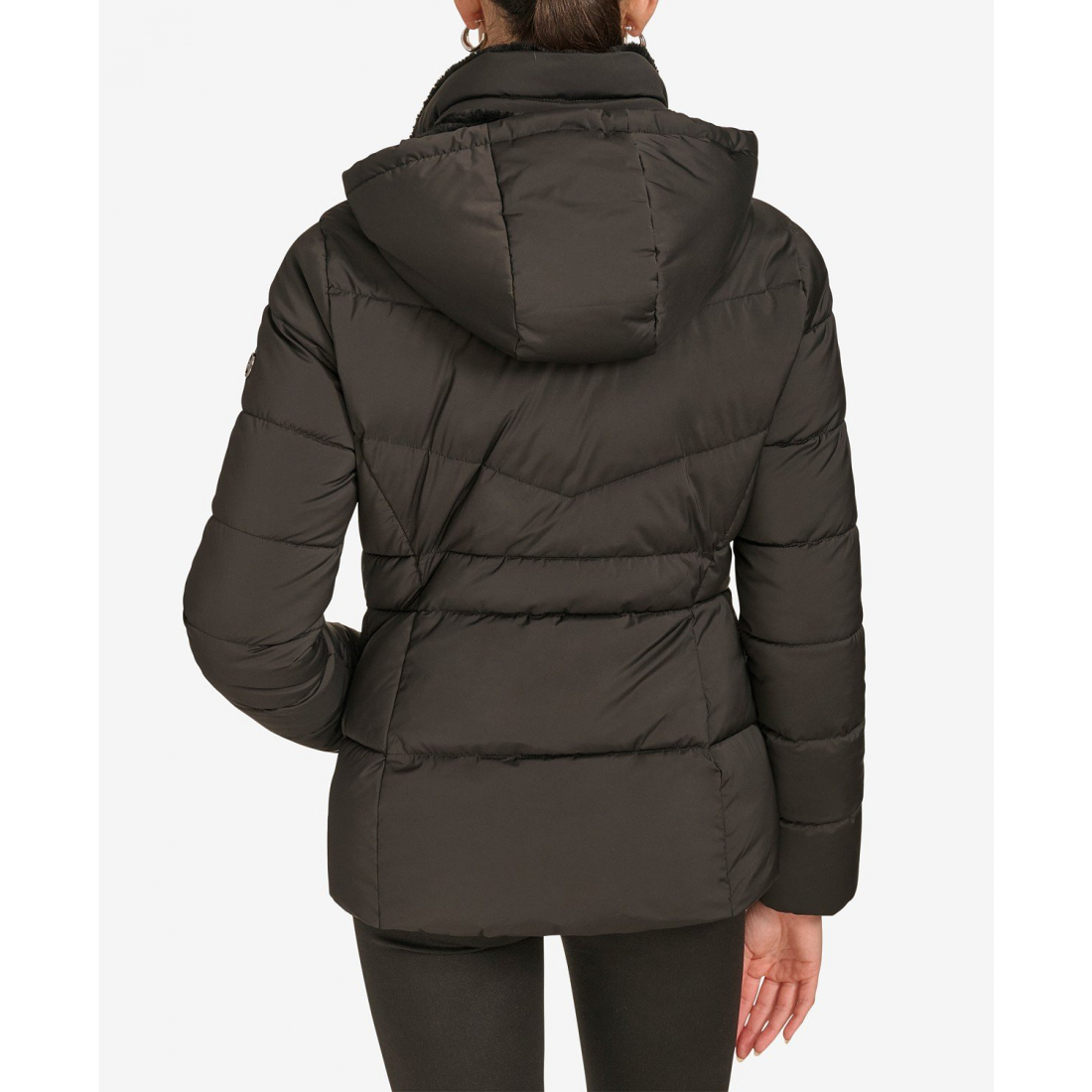 'Faux-Fur-Lined Hooded' Puffermantel für Damen