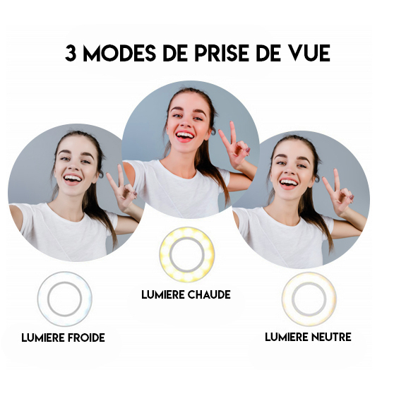 Flexible clamp mobile stand with adjustable LED rings