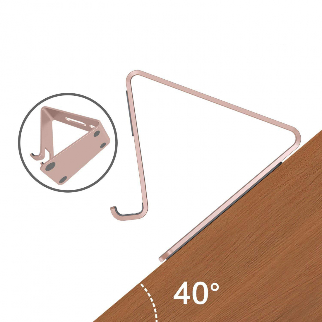 Horizontal stand for smartphone and tablet in aluminum - Rose gold