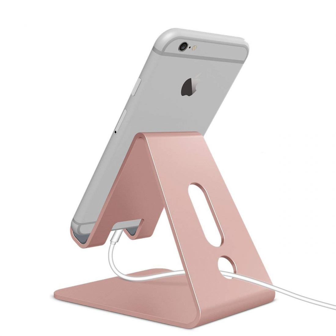 Horizontal stand for smartphone and tablet in aluminum - Rose gold
