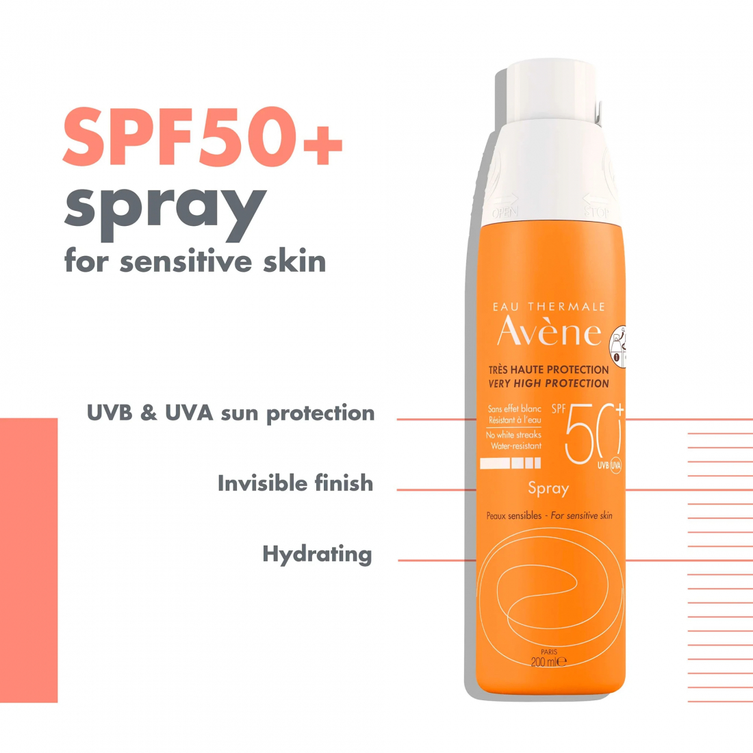 Spray Solaire SPF50 - Peaux sensibles, 200 ml