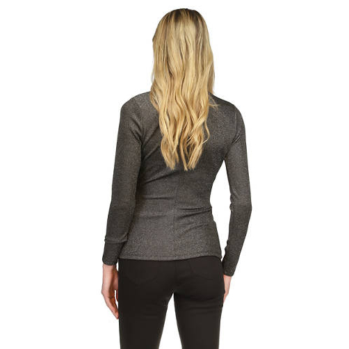 Top 'Ruched Mock Neck Glitter Knit' pour Femmes