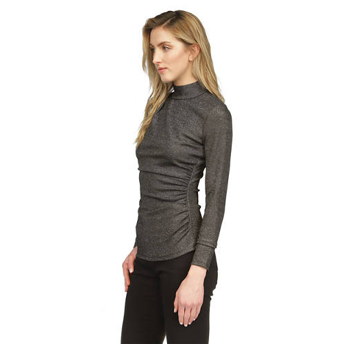 Top 'Ruched Mock Neck Glitter Knit' pour Femmes