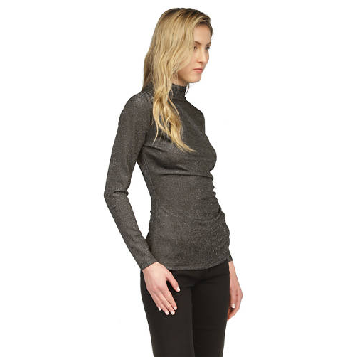 Top 'Ruched Mock Neck Glitter Knit' pour Femmes