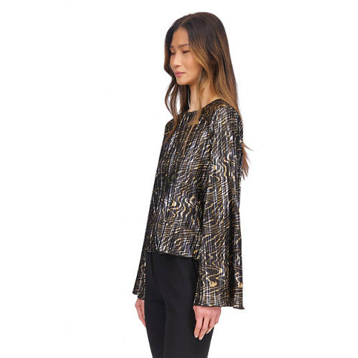 Blouse 'Flare Sleeve Foil Print' pour Femmes