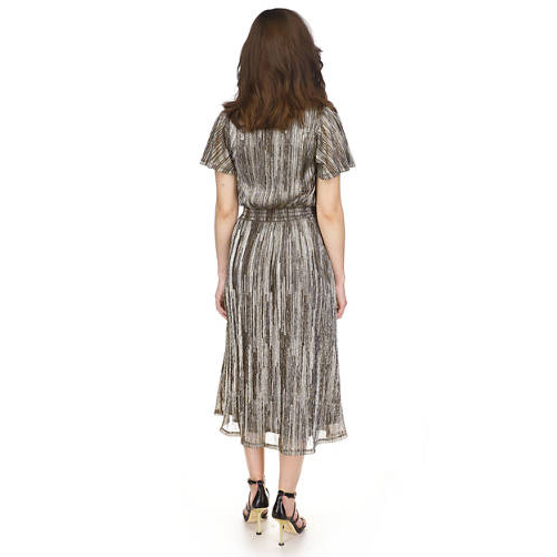 'Smocked Plisse Midi Dress' pour Femmes
