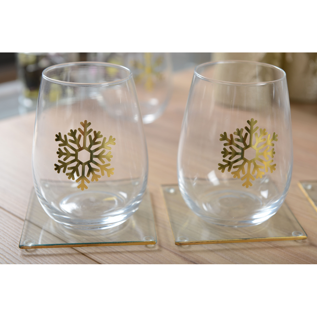 Square Coasters With Gold Edge - Set Of 6