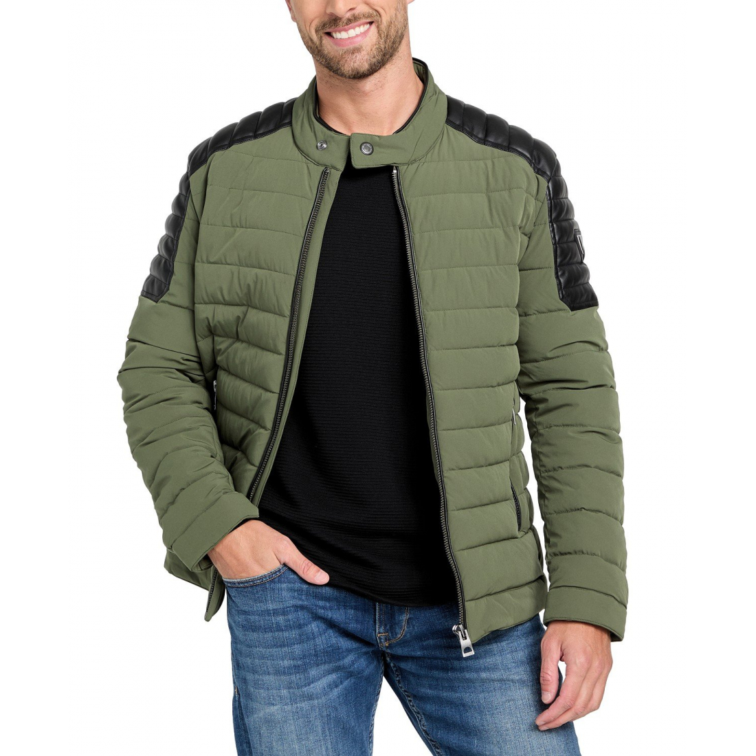 'Lightweight with Moto Detail' Gesteppte Jacke für Herren