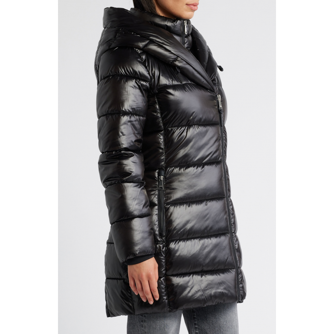 'Asymmetric Bib Packable Quilted' Mantel für Damen