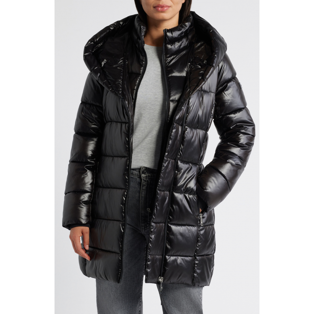 'Asymmetric Bib Packable Quilted' Mantel für Damen