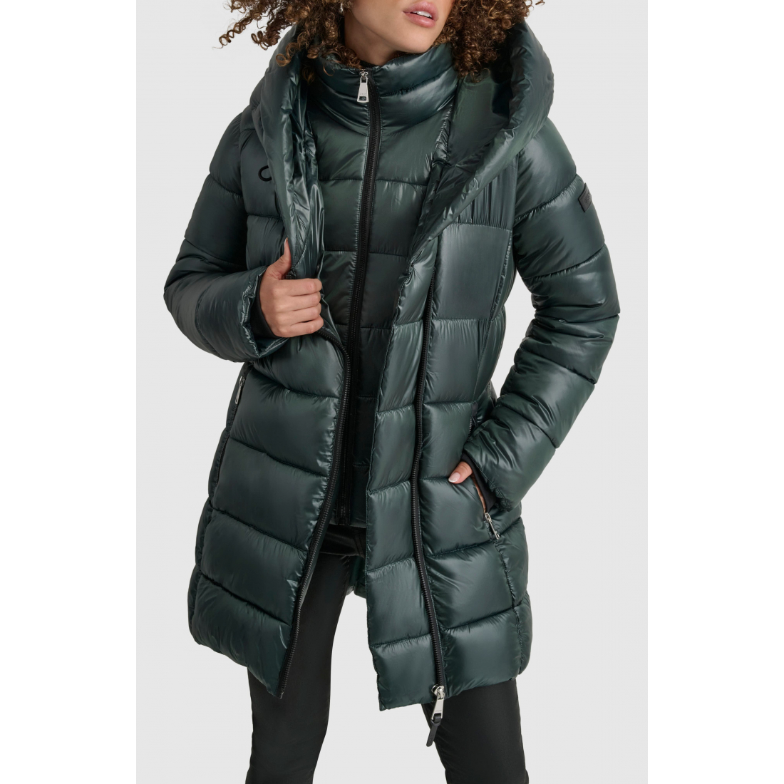 'Asymmetric Bib Packable Quilted' Mantel für Damen