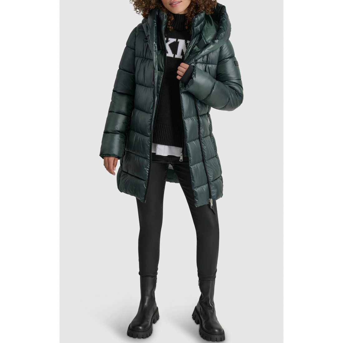 'Asymmetric Bib Packable Quilted' Mantel für Damen