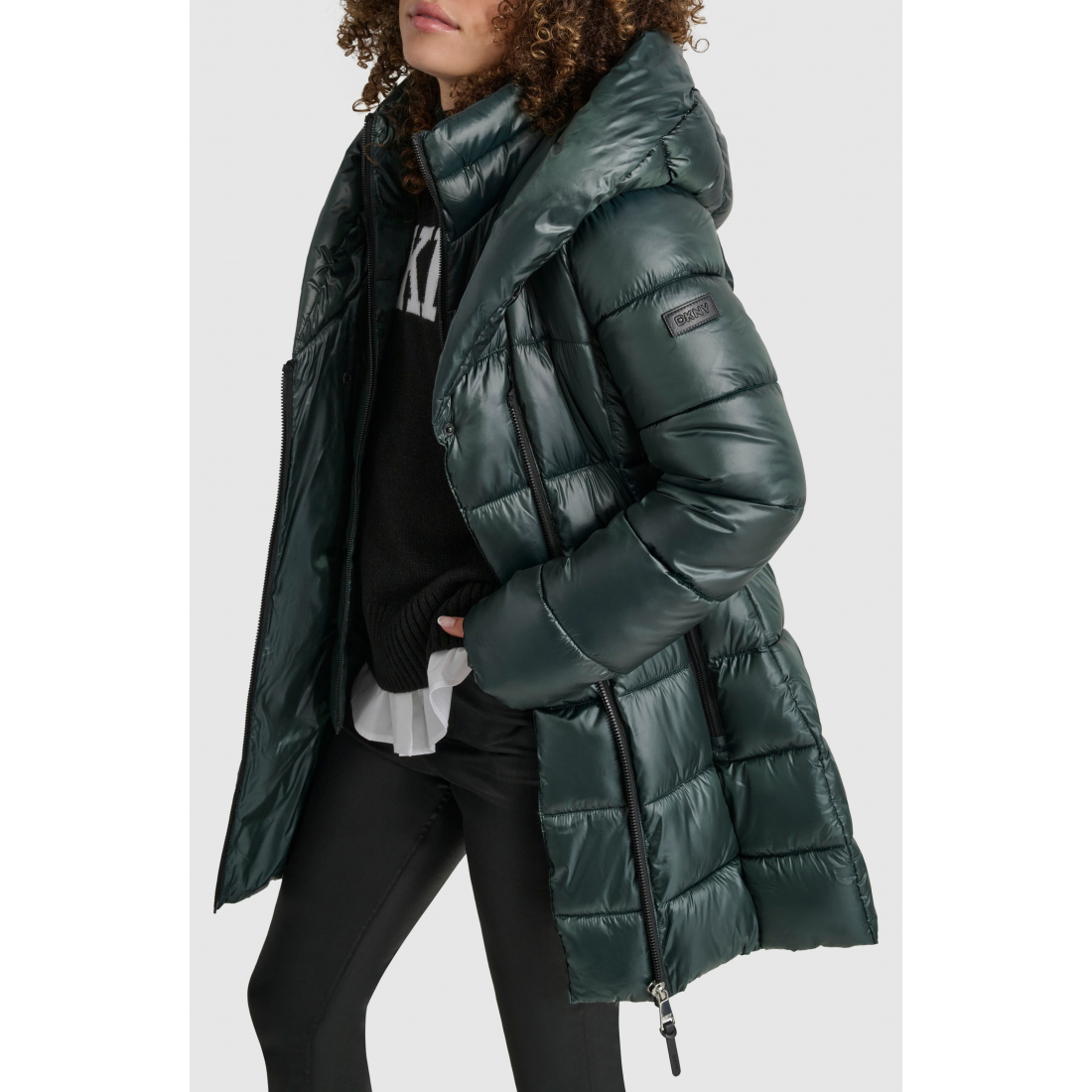 'Asymmetric Bib Packable Quilted' Mantel für Damen