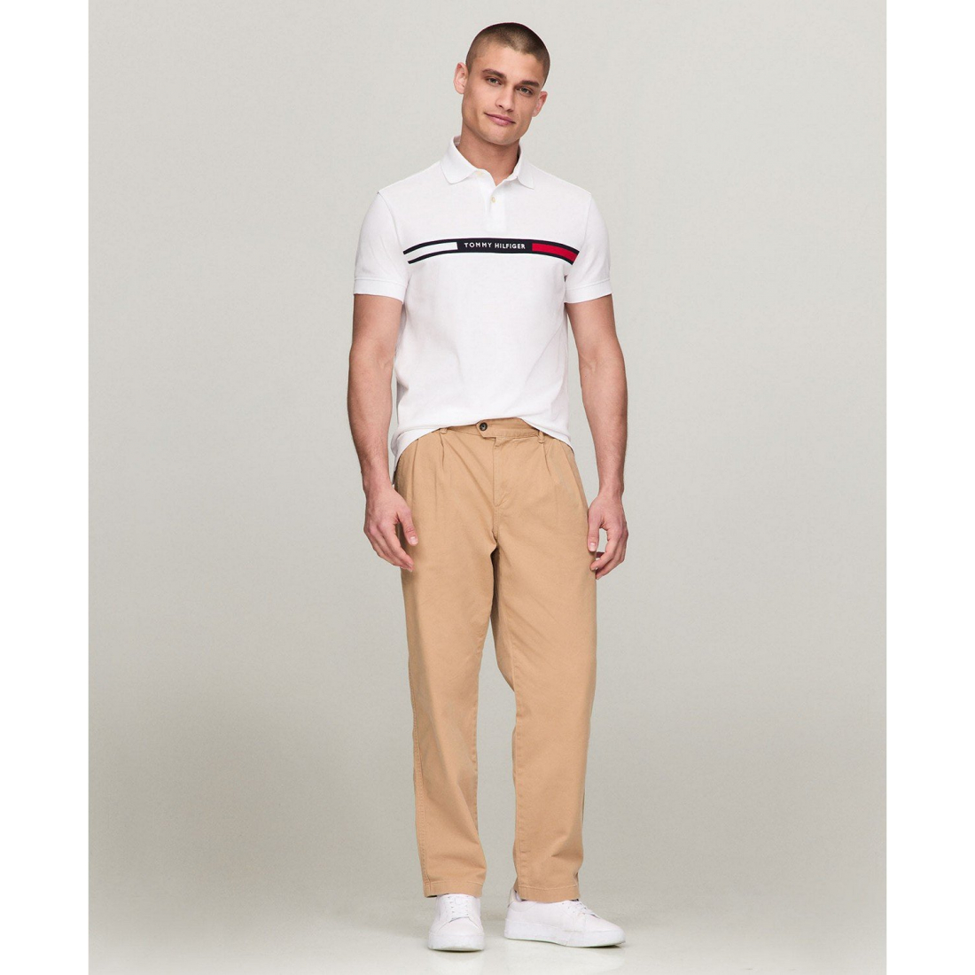 'Short Sleeve Embroidered Chest Stripe' Polohemd für Herren