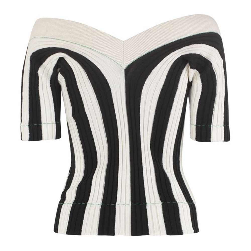 Top à manches courtes 'Striped Knit' pour Femmes