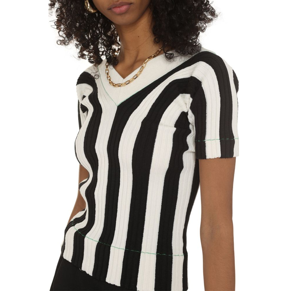 Top à manches courtes 'Striped Knit' pour Femmes