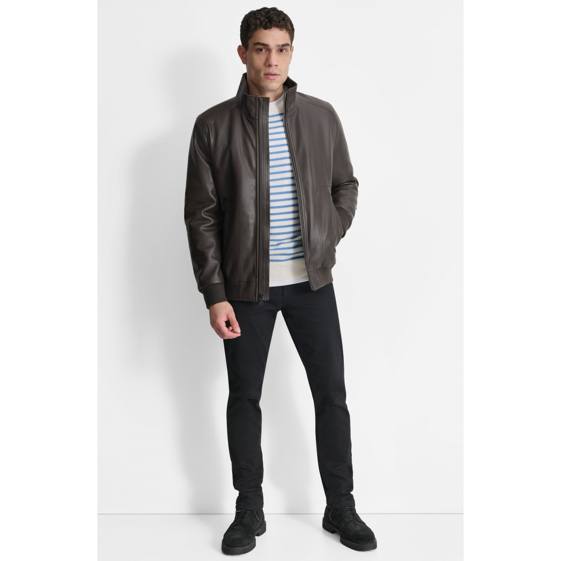 Blouson bomber 'Faux Leather' pour Hommes