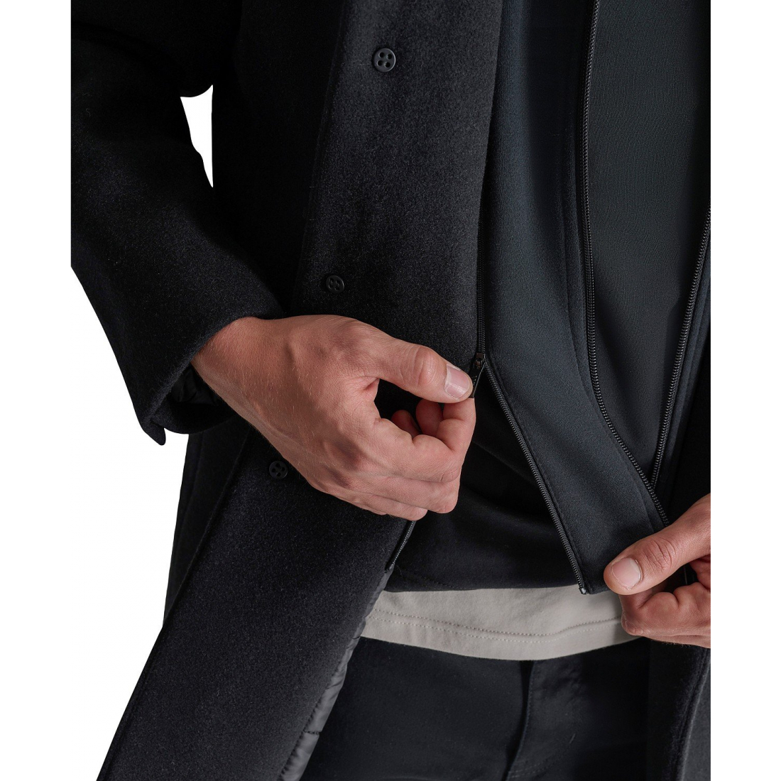 Manteau 'Removable Hood Notch-Lapel' pour Hommes