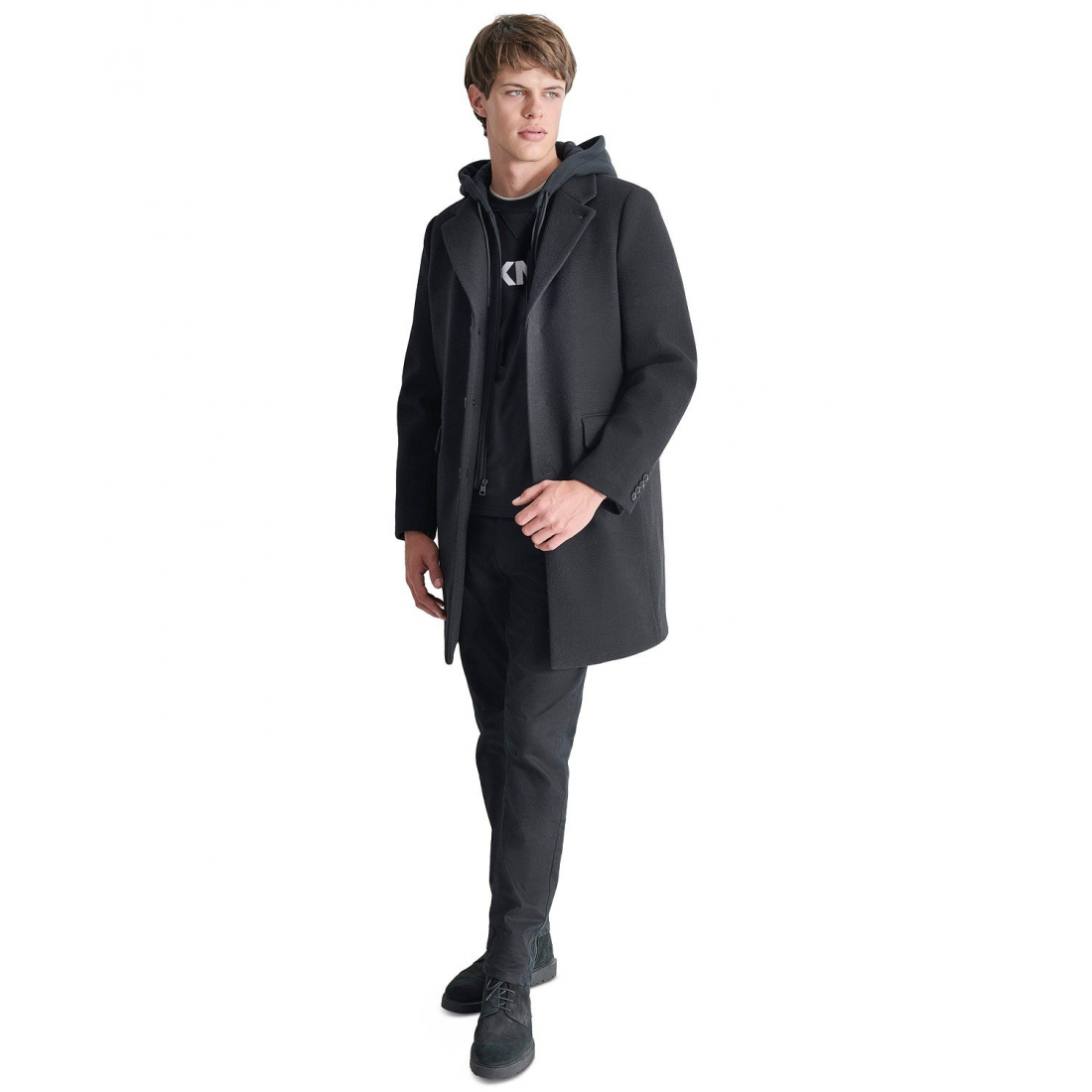 Manteau 'Removable Hood Notch-Lapel' pour Hommes