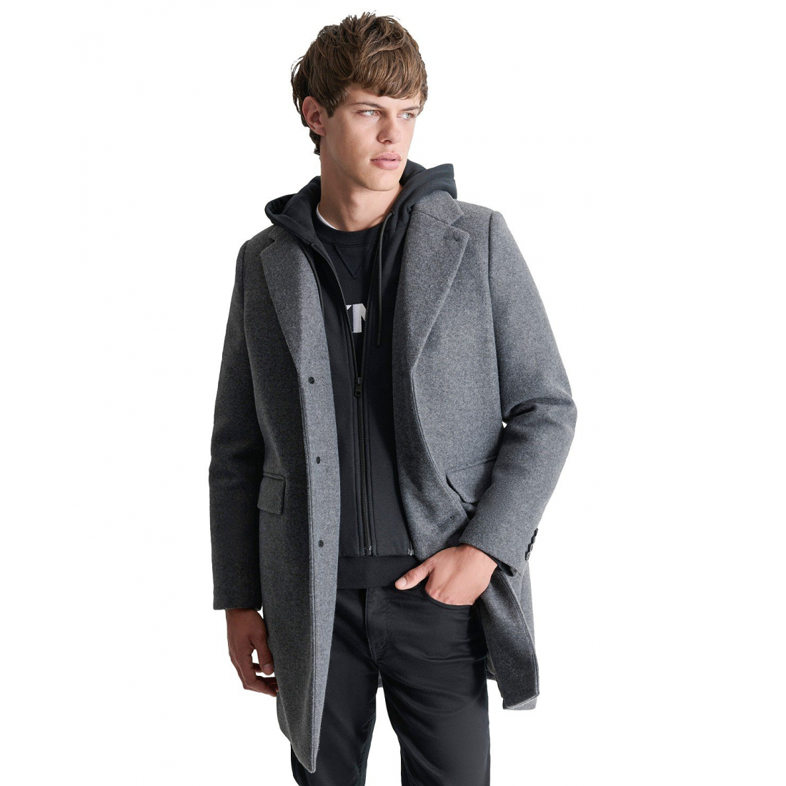Manteau 'Removable Hood Notch-Lapel' pour Hommes