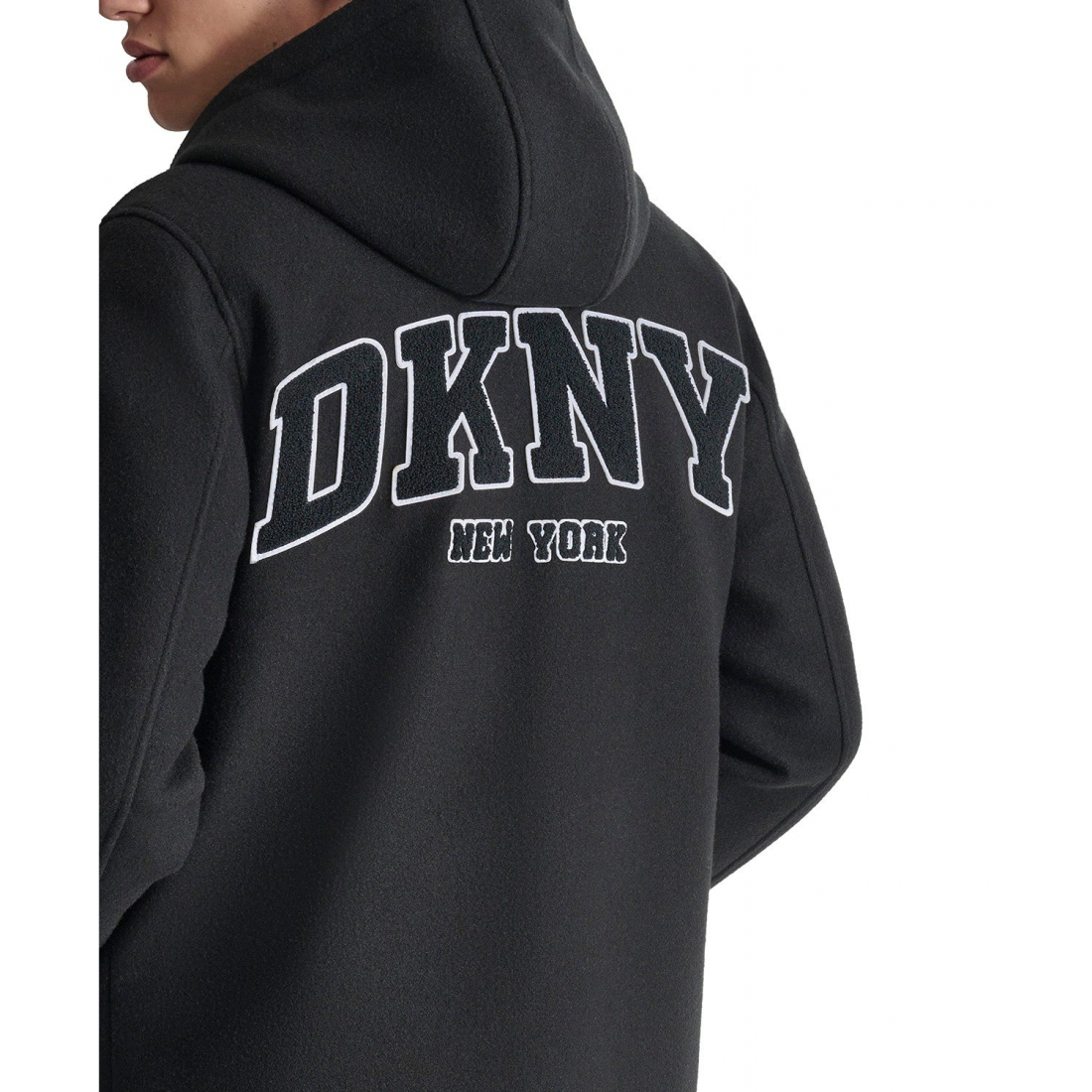 Men's 'Tufted-Chenille Logo Appliqué Long Hooded Stadium' Overcoat