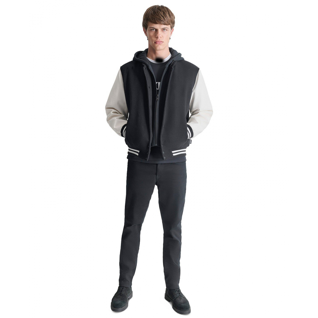 Men's 'Colorblocked Removable Hood Varsity' Bomber Jacket