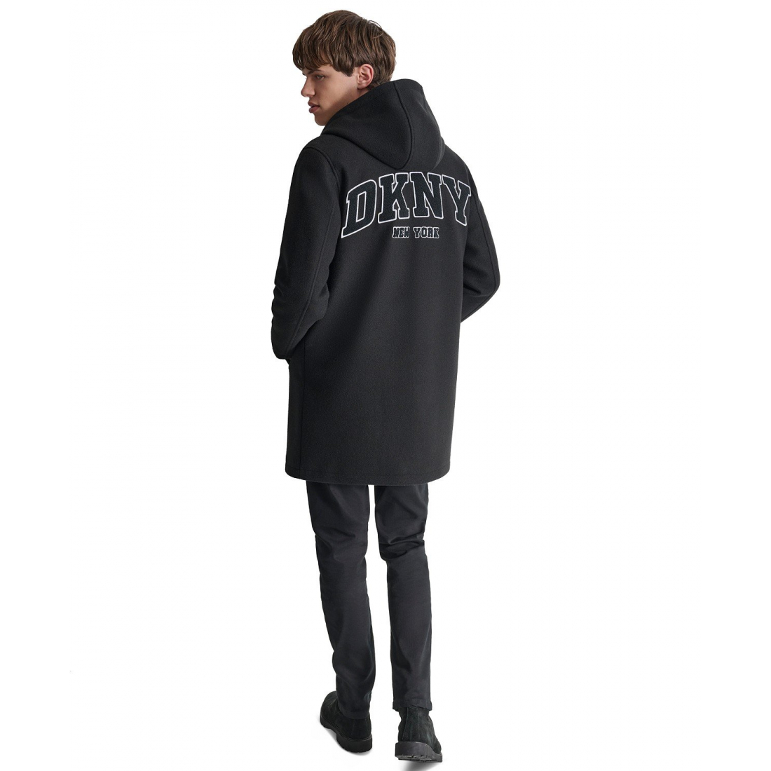 Men's 'Tufted-Chenille Logo Appliqué Long Hooded Stadium' Overcoat