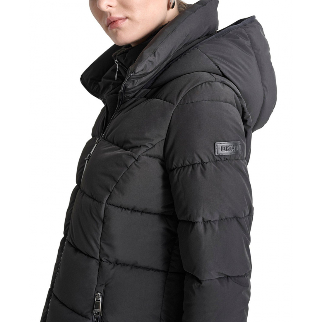 'Bibbed Hooded Zip-Front' Pufferjacke für Damen