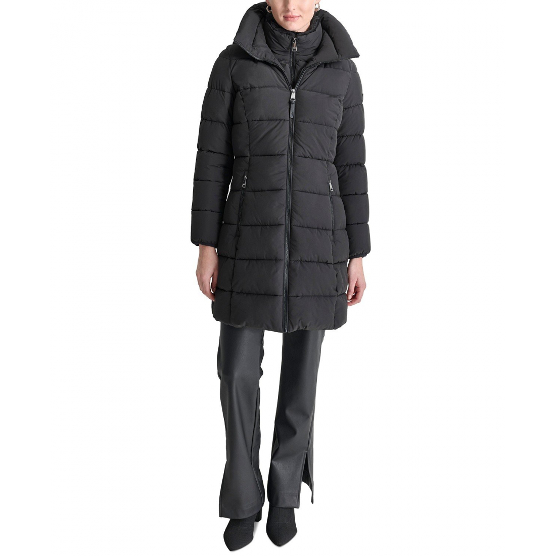 'Bibbed Hooded Zip-Front' Pufferjacke für Damen