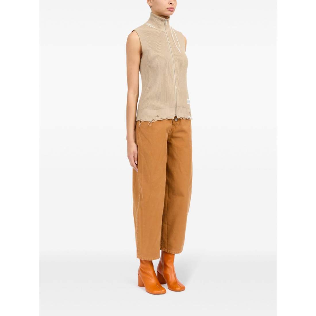 Women's 'Zip-Up Knitted' Sleeveless Top