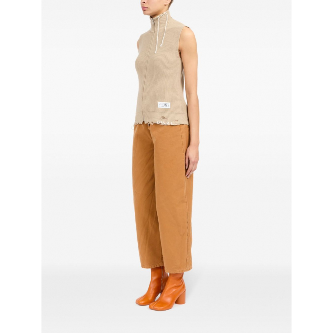 Women's 'Zip-Up Knitted' Sleeveless Top