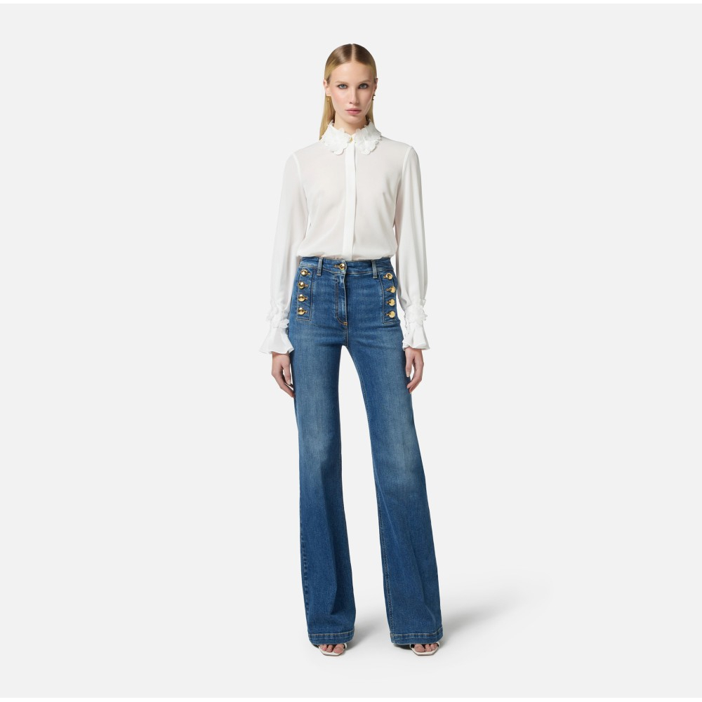 Women's 'Bell-Bottom With Row Of Buttons' Jeans