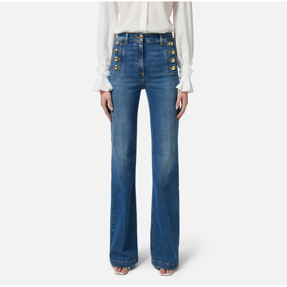 Women's 'Bell-Bottom With Row Of Buttons' Jeans