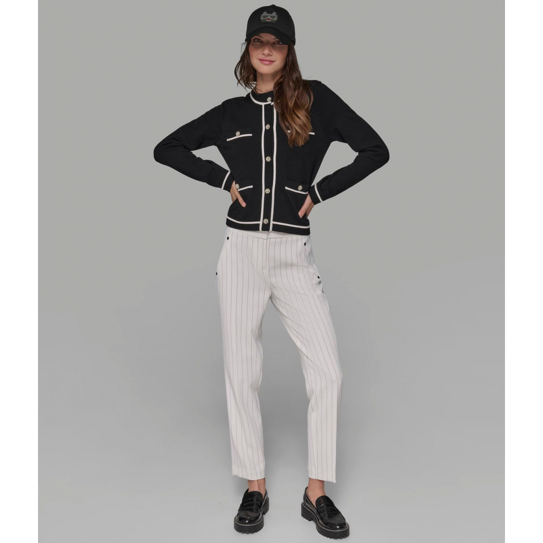 'Cropped Cardigan With Contrast Piping' pour Femmes