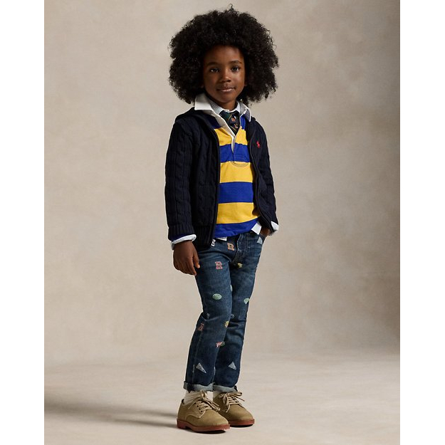 'Cable Cotton Hooded Full-Zip Sweater' für Jungen