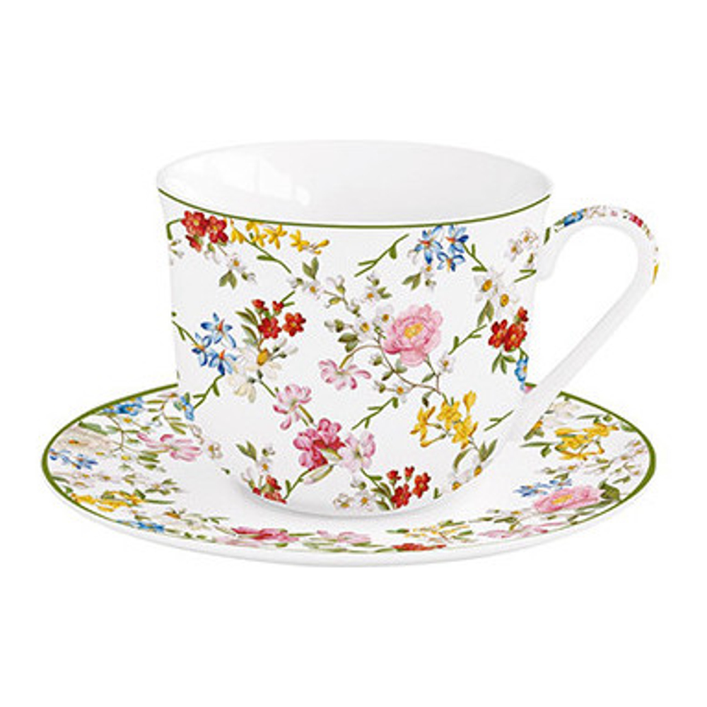 Set Aus 2 Porzellan-Kaffeetassen (110 ml) Und Untertassen Der Serie „Garden Dreams“