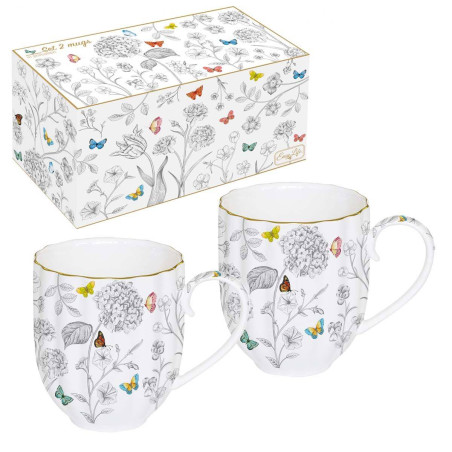Set Mit 2 Tassen 300 ml Fleurs Et Papillons