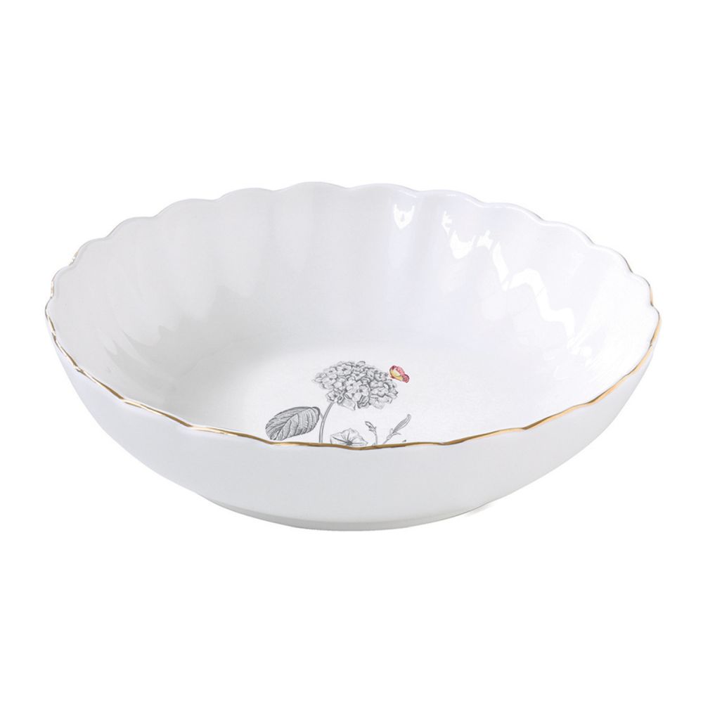 Set Mit 4 Suppentellern Aus Porzellan Ø 20 cm. Blüten Und Papillons