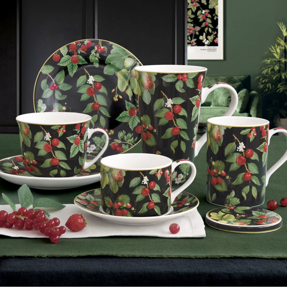 High Quality 400ml Porcelain Breakfast Cup And Saucer In Orchard Gift Box